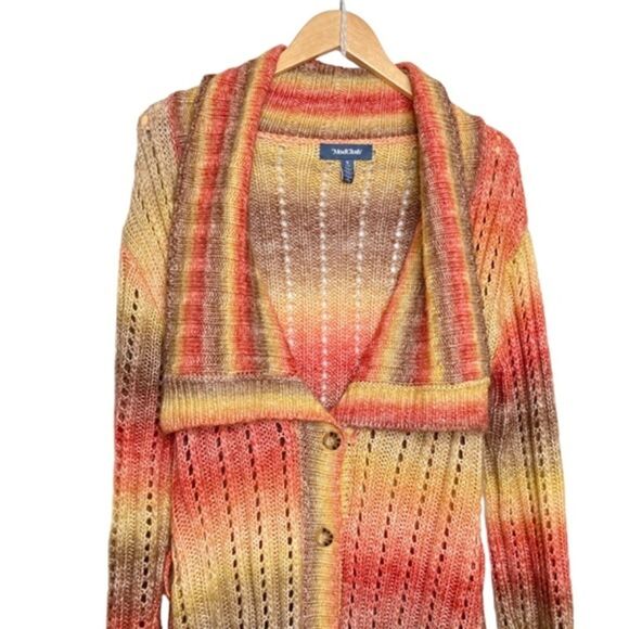 Modcloth The Last Summer Sunset Multicolor Longline Cardigan Granny Beachy Small - Picture 3 of 9